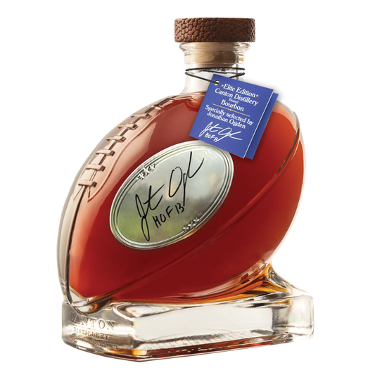 Elite Edition Canton Distillery (Brand) Straight Bourbon Whiskey - Football decanter hand signed by Jonathan Ogden